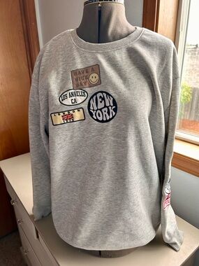 Gray Patch-Embellished Crewneck Sweatshirt